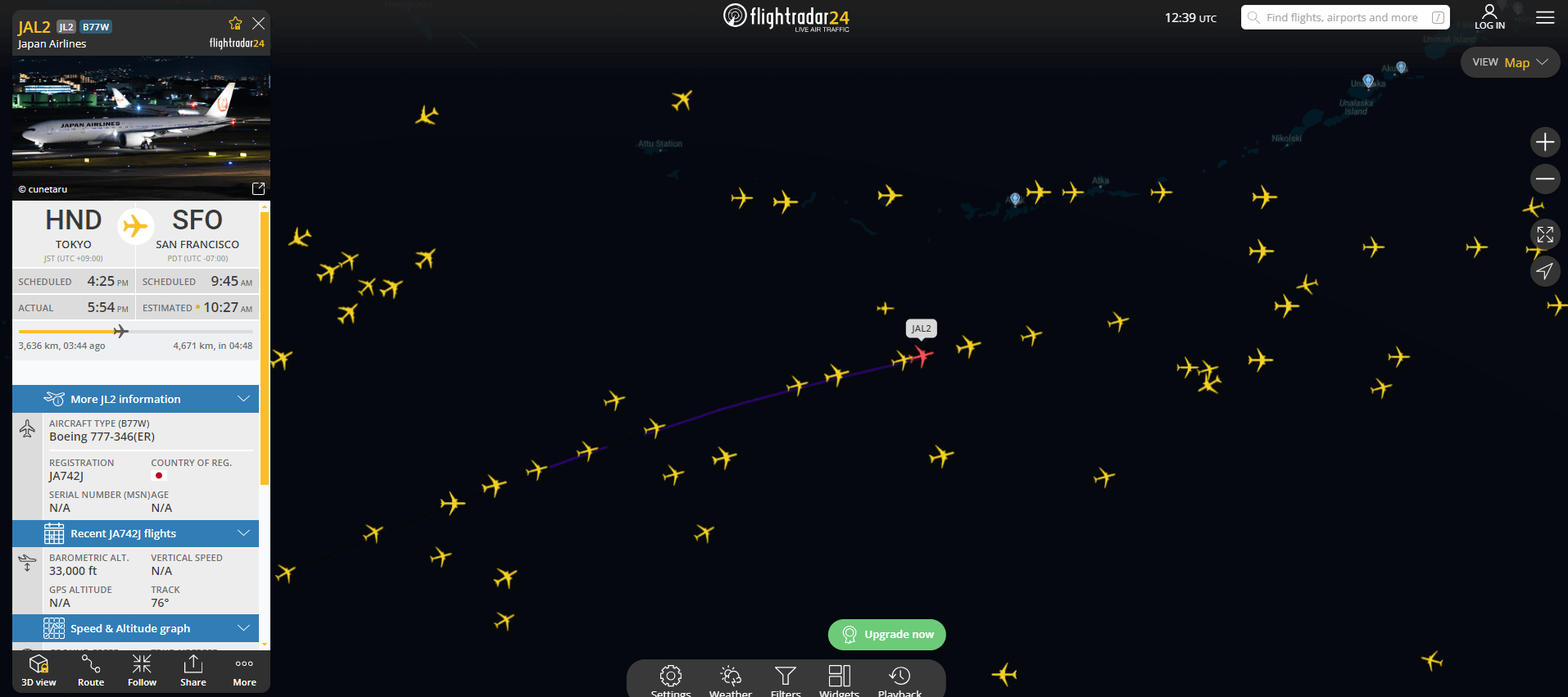 flightradar24地図